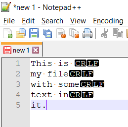 Notepad++ CR LF Windows characters